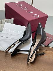 Kitlife Gucci Letter Buckle Chain High-heeled Sandals Black - 2
