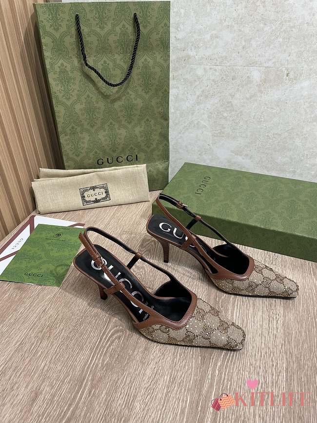 Kitlife Gucci Slingback Pumps Brown & Beige - 1
