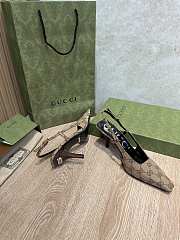 Kitlife Gucci GG Pointed Toe Slingback Pumps Brown & Beige - 6