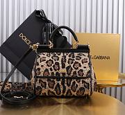 Kitlife Dolce & Gabbana Leopard Rhinestone Sicily Shoulder Bag 20x16x8cm - 1