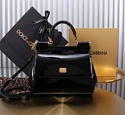 Kitlife Dolce & Gabbana Black Patent Leather Sicily Bag 20x16x8cm - 1