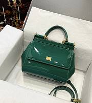 Kitlife Dolce & Gabbana Green Patent Leather Sicily Bag 20x16x8cm - 2