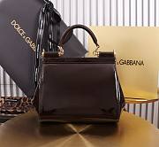 Kitlife Dolce & Gabbana Dark Brown Patent Leather Sicily Bag 20x16x8cm - 6