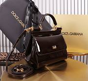 Kitlife Dolce & Gabbana Dark Brown Patent Leather Sicily Bag 20x16x8cm - 3