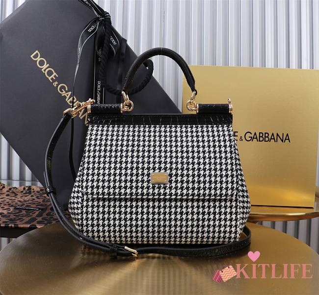 Kitlife Dolce & Gabbana Houndstooth Sicily Bag 20x16x8cm - 1