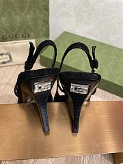 Kilife Gucci GG Slingback 75mm Pump Black Moire Fabric GG Crytsal Applique - 5