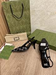 Kilife Gucci GG Slingback 75mm Pump Black Moire Fabric GG Crytsal Applique - 6