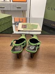 Kitlife Gucci GG Slingback 75mm Pump Green Moire Fabric GG Crytsal Applique - 3