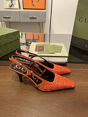 Kitlife Gucci GG Slingback 75mm Pump Organe Moire Fabric GG Crytsal Applique - 1