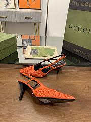 Kitlife Gucci GG Slingback 75mm Pump Organe Moire Fabric GG Crytsal Applique - 3