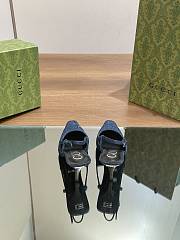 Kitlife Gucci GG Slingback 75mm Pump Dark Blue Moire Fabric GG Crytsal Applique - 5
