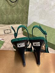 Kilife Gucci GG Crystal Lace Mesh Fabric Pumps Green - 6