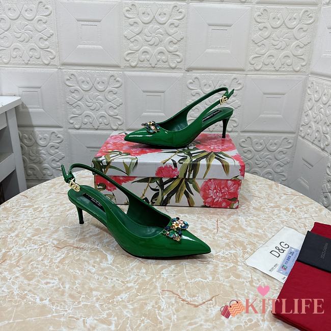 Kitlife Dolce & Gabbana Diamond Slingbacks in Green - 1