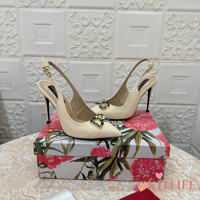 Kitlife Dolce & Gabbana Diamond Slingbacks in Cream - 1