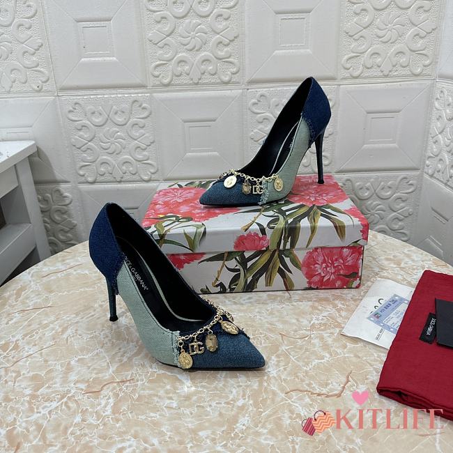 Kitlife Dolce & Gabbana Patchwork Denim Pumps With Charms - 1