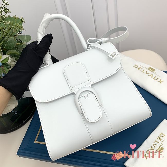 Kitlife Delvaux Brillant Box Leather Bag in White 24x13x21cm - 1