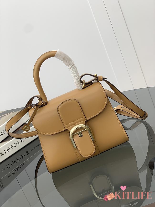 Kitlife Delvaux Brillant Box Leather Bag in Tan 20x10x16cm - 1