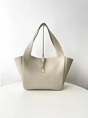 Kitlife Saint Laurent LE 5 À 7 Bea Tote Bag In White Grained Leather 763435 50x28x18cm - 1