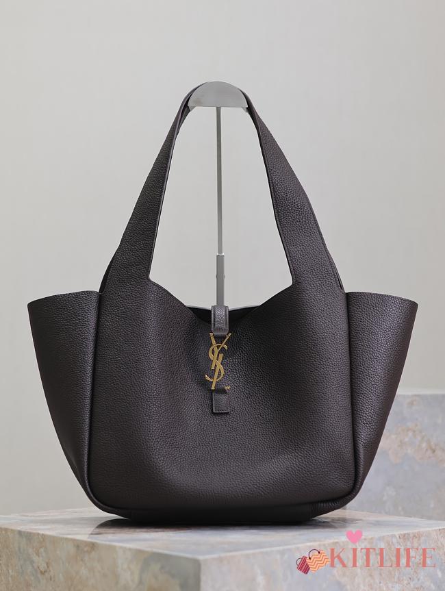 Kitlife Saint Laurent LE 5 À 7 Bea Tote Bag In Dark Brown Grained Leather 763435 50x28x18cm - 1