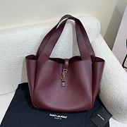 Kitlife Saint Laurent LE 5 À 7 Bea Tote Bag In Burgundy Grained Leather 763435 50x28x18cm - 1