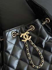 Kitlife Chanel 25C Drawstring Bucket Hobo Bag Black Leather 30×26×14cm - 3