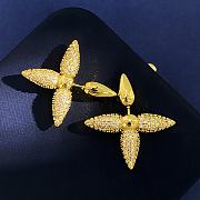 Kitlife Louis Vuitton Cross Flower Diamond Stud Earrings Gold - 4
