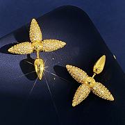 Kitlife Louis Vuitton Cross Flower Diamond Stud Earrings Gold - 3