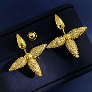 Kitlife Louis Vuitton Cross Flower Diamond Stud Earrings Gold - 2