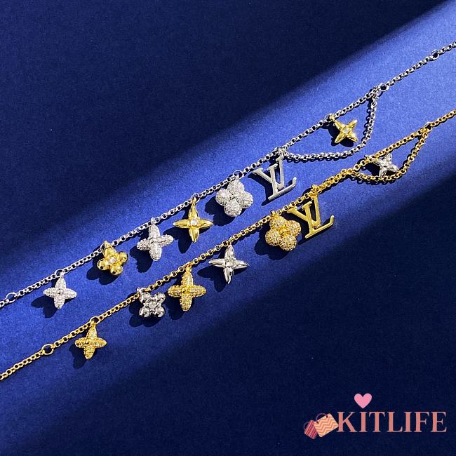 Kitlife Louis Vuitton Diamond Classic Old Flower Letter Logo Necklace Gold / Silver  - 1