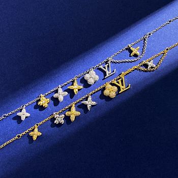 Kitlife Louis Vuitton Diamond Classic Old Flower Letter Logo Necklace Gold / Silver 
