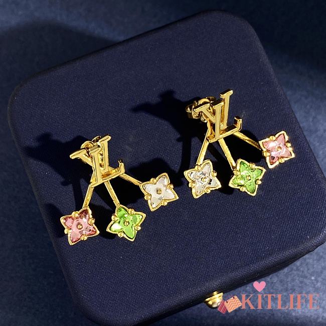 Kitlife Louis Vuitton Three Claw Diamond Flower Earrings - 1