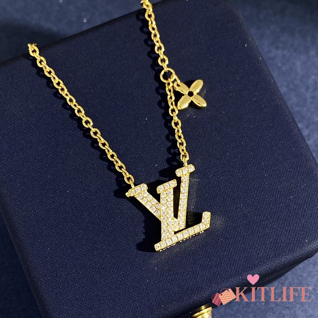 Kitlife Louis Vuitton LV Logo Necklace Gold Ladies - 1