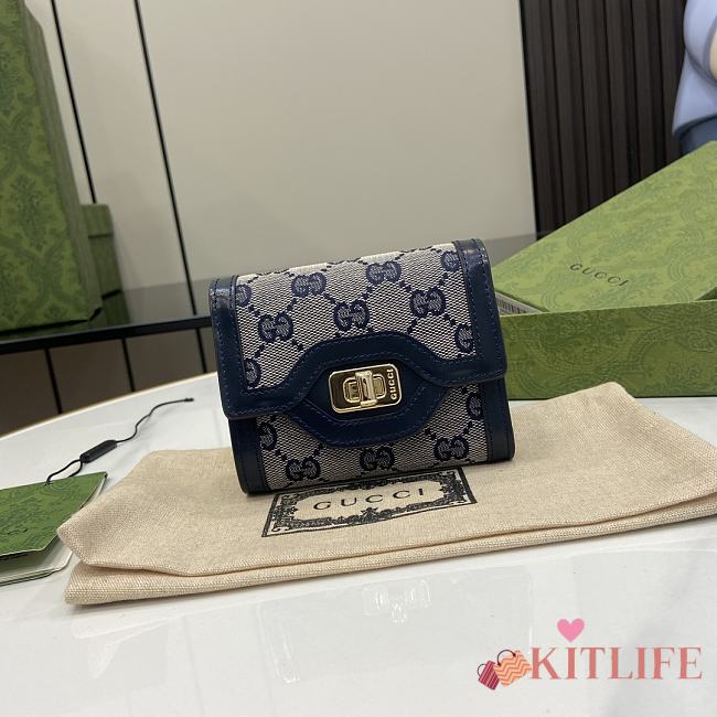 Kitlife Gucci Luce Mini Trifold Wallet Dark Blue 790035 12x11x3cm - 1