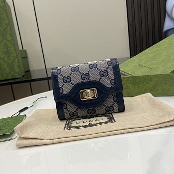 Kitlife Gucci Luce Mini Trifold Wallet Dark Blue 790035 12x11x3cm
