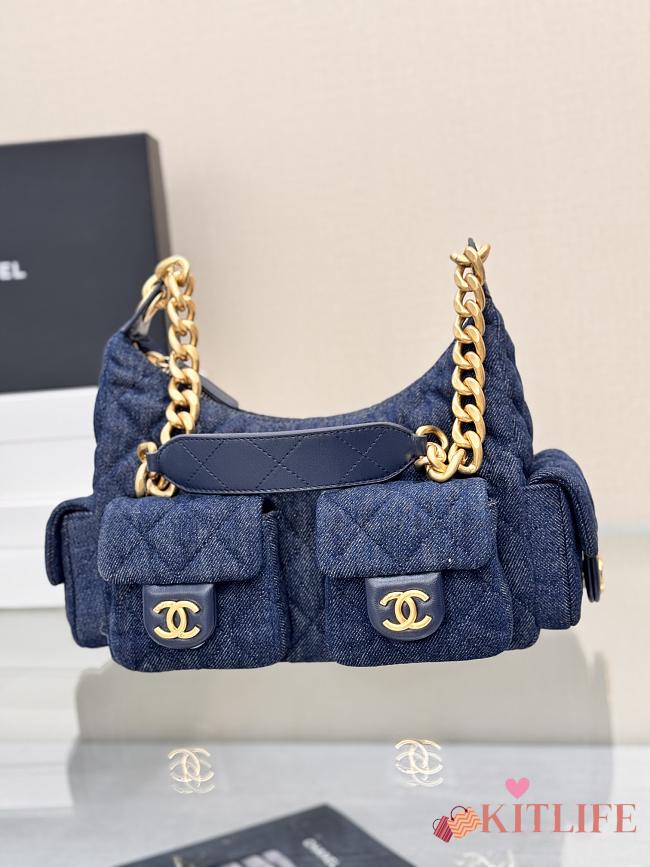 Kitlife Chanel 25C Jennie Bag Dark Blue Denim 21x31x15cm - 1