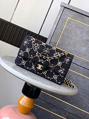 Kitlife Chanel Pearl Strass Crystal CC Classic Double Flap Bag in Grey Wool Twill Black 25cm  - 1