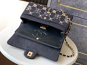 Kitlife Chanel Pearl Strass Crystal CC Classic Double Flap Bag in Grey Wool Twill Black 25cm  - 6