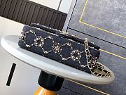 Kitlife Chanel Pearl Strass Crystal CC Classic Double Flap Bag in Grey Wool Twill Black 25cm  - 5