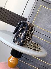 Kitlife Chanel Pearl Strass Crystal CC Classic Double Flap Bag in Grey Wool Twill Black 25cm  - 4