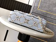 Kitlife Chanel Pearl Strass Crystal CC Classic Double Flap Bag in Grey Wool Twill Grey 25cm - 6