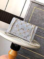 Kitlife Chanel Pearl Strass Crystal CC Classic Double Flap Bag in Grey Wool Twill Grey 25cm - 4