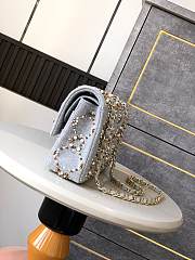 Kitlife Chanel Pearl Strass Crystal CC Classic Double Flap Bag in Grey Wool Twill Grey 25cm - 2
