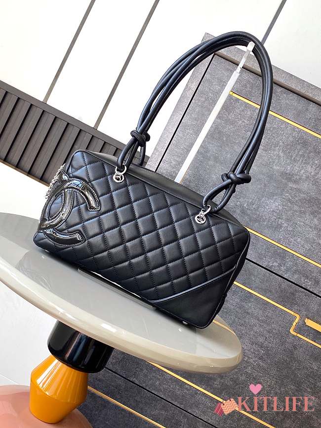 Kitlife Chanel Cambon Bowling Bag Black 27x15x10cm - 1