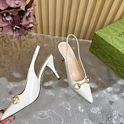 Kitlife Gucci Horsebit Heel Pointed Sandals White  - 6