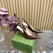 Kitlife Gucci Horsebit Heel Pointed Sandals Brown - 1