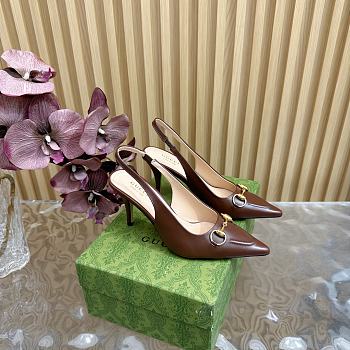 Kitlife Gucci Horsebit Heel Pointed Sandals Brown