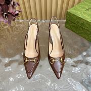 Kitlife Gucci Horsebit Heel Pointed Sandals Brown - 6