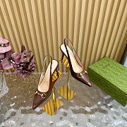 Kitlife Gucci Horsebit Heel Pointed Sandals Brown - 2