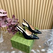 Kitlife Gucci Horsebit Heel Pointed Sandals Black - 1