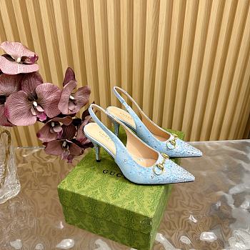 Kitlife Gucci Horsebit Slingback Pumps Blue